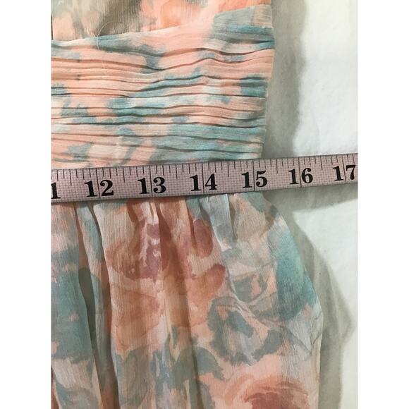 LULU'S L Exceptional Sweetness Peach Floral Chiffon Pleated Maxi Dress NEW B27 - Picture 8 of 11